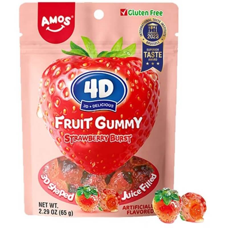 Struguri Gummy Amos 4D Fruit - Fără Gluten