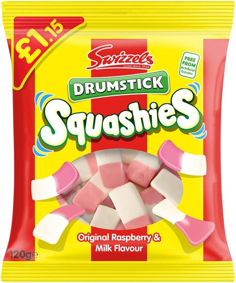 Swizzels Drumstick Squashies Original Raspberry & Milk 120g x12 (UK)